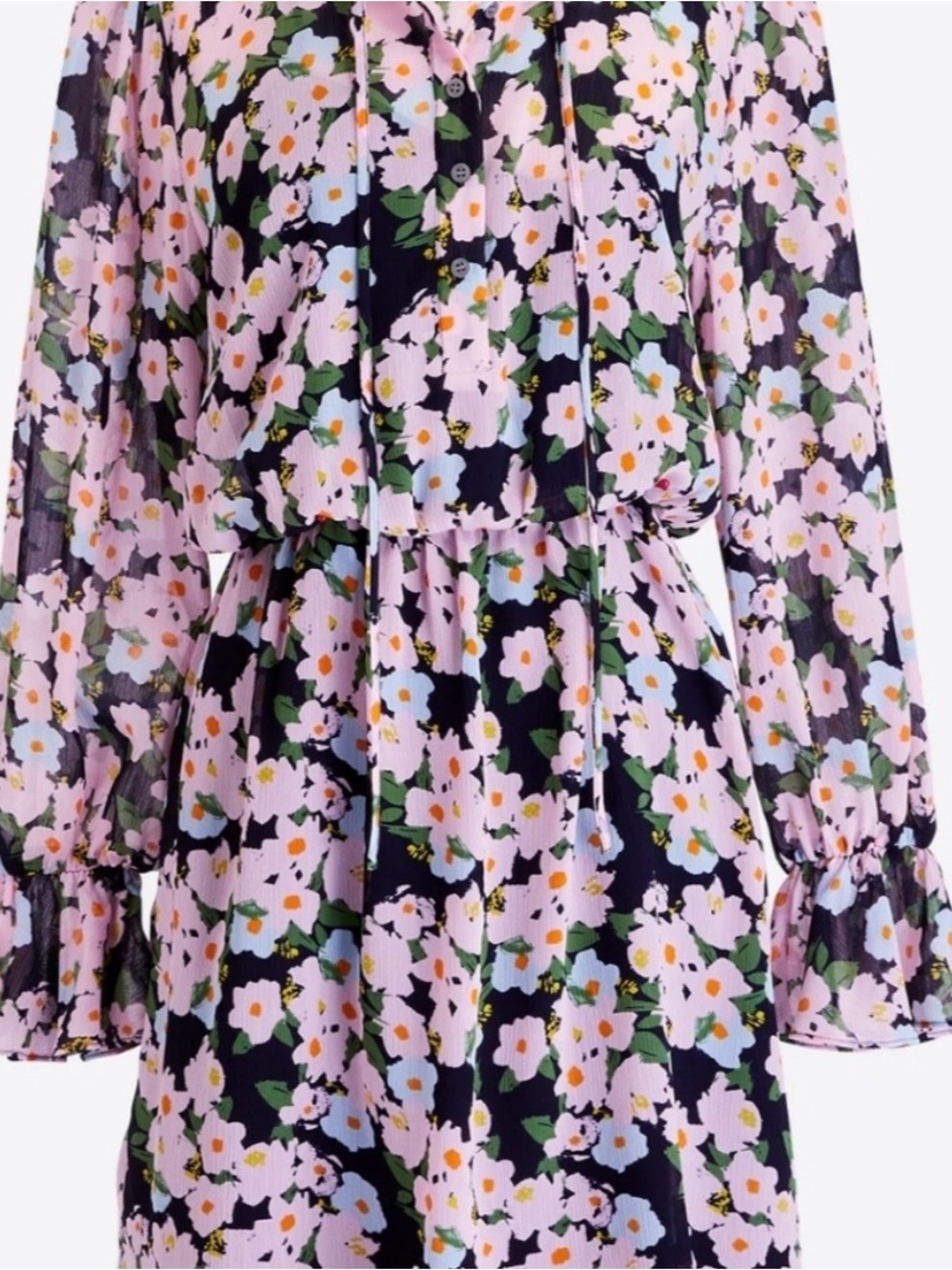 J.Crew Mercantile Floral Tie-Neck Dress in Pink & Black M